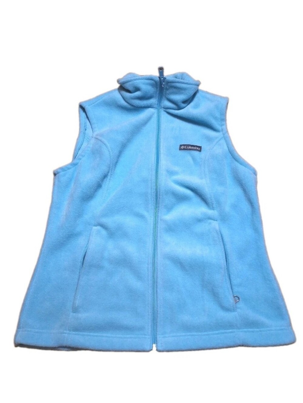 Columbia Womens M Blue Full Zip Fleece Vest Hiking Granola Outdoor Warm Cozy